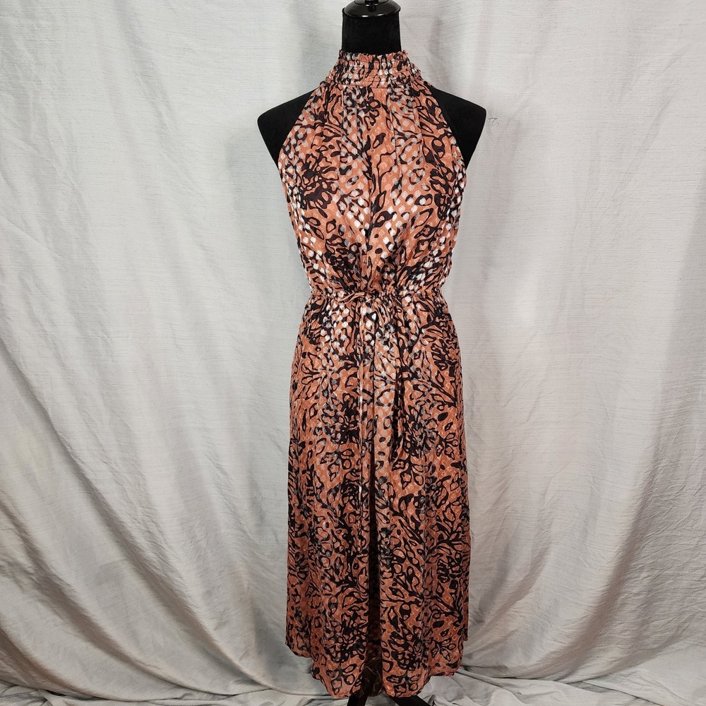 VELVET by Graham & Spencer Size Small Sheena High Neck Floral Midi Halter Dress